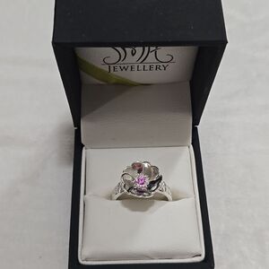 Sterling Silver Celtic Ring With Pink Sapphire